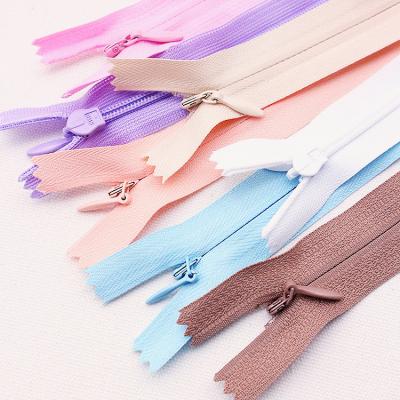 China Fashion Custom Long Chain Invisible Zipper Logo Closed Nylon Zipper For Dress Pillow for sale