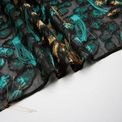 China TBS769NA-L hot sale 100 polyester organza tassel jacquard jacquard waterproof waterproof dress clothing fabric for sale