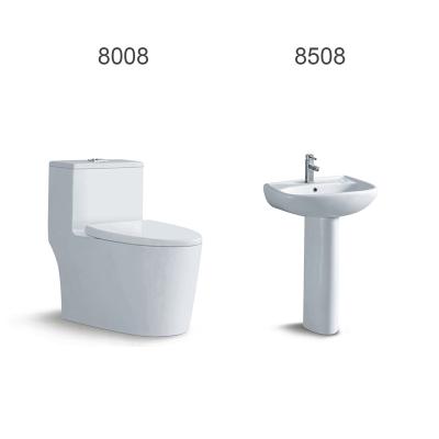 China Modern White Ceramic Bathroom Suite Toilet WC And Wash Sink 8008+8508 for sale