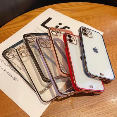 China Works with all Apple Phones Metal Clear Transparent Case 11 12 Pro 2021 Luxury I Phone Designer 6S Camera Pads For Iphone xs max case for sale