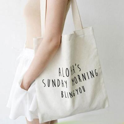 China Customized Logo Printed Cotton Shopping Tote Handled Bags for sale