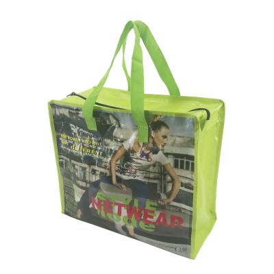 China China Manufacturer Handled Custom Printed Shopping Bopp Laminated Recycled PP Woven Bag With Zipper for sale