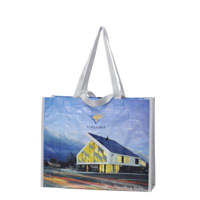 China Customized Handled Gift Bag PP Woven Shopping Tote Bags for sale