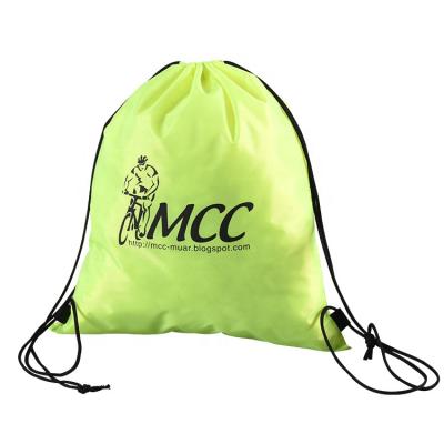 China Backback Custom Green Nylon Drawstring Bag, Nylon Drawstring Bag for sale