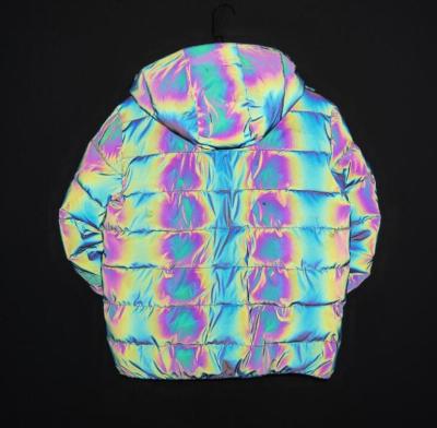 China 2020 Original Anti-wrinkle brand top hip-hop colorful reflective down warm winter with detachable hat luxury custom OEM down jacket for sale