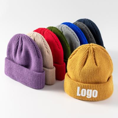 China breathable & Waterproof Crochet Knit Beanie Cap Winter Hats Embroidery White Beanies With Logo Free Samples Custom Made for sale