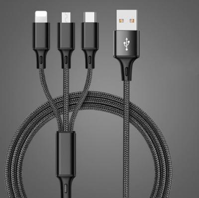 China 3A 3 in1 1.2M 3A USB Fast Charging Fast Charging Cable Suitable for Android / iPhone for sale