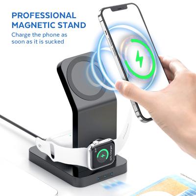 China Mobile Phone 3 in 1 Magnetic Charger Wireless Charging Dock for iPhone, iWatch and Airpods for sale