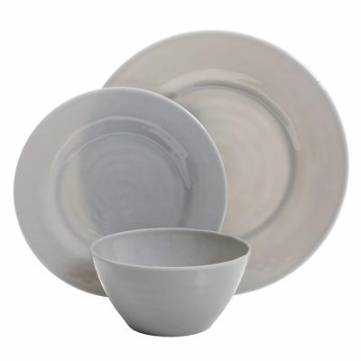 China 100% Food Grade Sustainable Durable Plastic Nature Melamine Tableware 3pcs Rustic Dinner Set Restaurant Hotel Home for sale