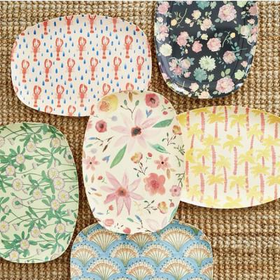 China High quality decal bulk rectangle flower kitchen tableware home restaurant melamine dessert cake stocked thick dish for sale