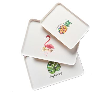 China Factory Manufacture High Quality Food Serving Tray Rectangle Plastic Stocked Melamine Custom Rolling Tray for sale