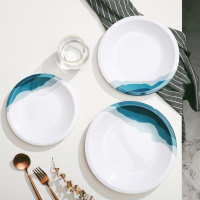 China Wholesale Cheap Viable Round Elegant Tableware White Glazed Restaurant Melamine Dinner Plastic Dessert Dishes for sale