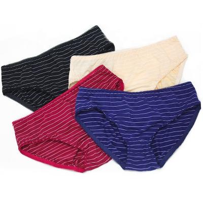 China Best Wholesale Cheap Simple Style Women's Striped Panties Elastic Waistband Breathable Quick Dry Nylon for sale