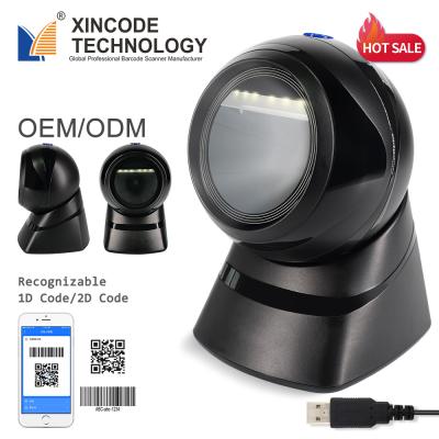 China Cheap Desktop ABS+PC Xincode 1D 2D Qr Code Scanner Scan Machine Wired Coms Omnidirectional Flat Barcode Scanner GT-9120 for sale