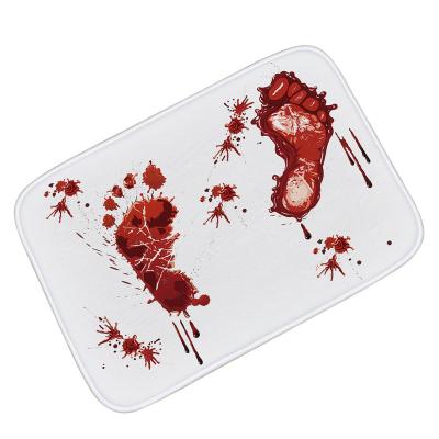 China Customized Viable Halloween Decor Floor Blanket Horror Blood Footprints Bath Mat for sale