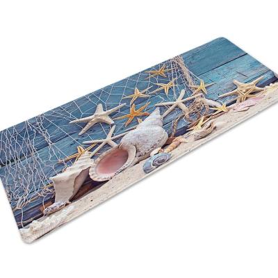 China Viable Decorations Washable Floor Blanket Carpets Bathroom Beach Seashells Starfish Floor Mat for sale