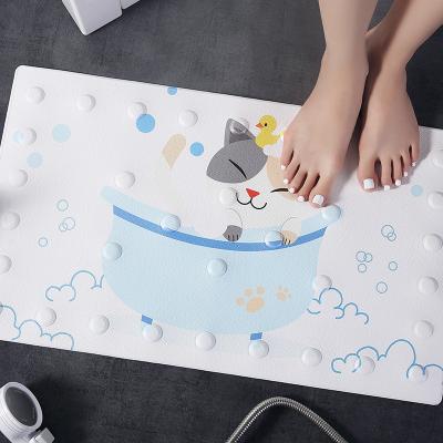 China Customized Bathtub Cute Cat PU Baby Kids Bathroom Non-slip Mats Stocked for sale