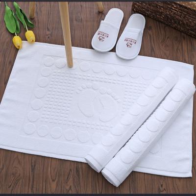 China Sustainable Absorbent Cotton Hotel Spa Shower / White Classic Bathtub Luxury Bath Mat Floor Towel for sale