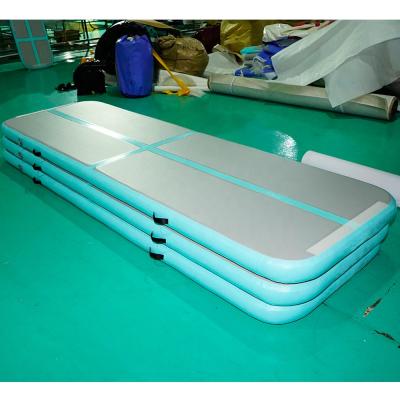 China PVC Tarpaulin+1.2mm DWF Mint Green Gymnastics Air Track Air Track Gym Exercise Mat Yoga Home Inflatable Mat for sale