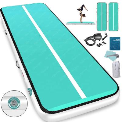 China PVC & Drop Stitch Mint Green Air Floor Gymnastic Airtrack Inflatable Tumbling Air Track Gym Mat For Sale for sale