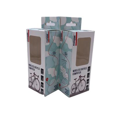 China Recycled Materials Paper Folding Box Custom Packing Box Bike Lights Custom Packing Box With PVC Window for sale