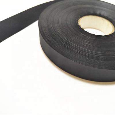 China Sustainable 100% Polyester Satin Ribbon Face Black Color Single / Double Roll for sale