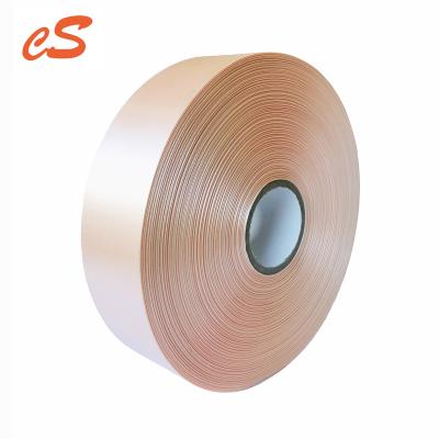 China Single / Double Faced Polyester Roll Durable Decorative Ribbon Satin Pink Color 100% Polyester Roll For Thermal Transfer Printing for sale