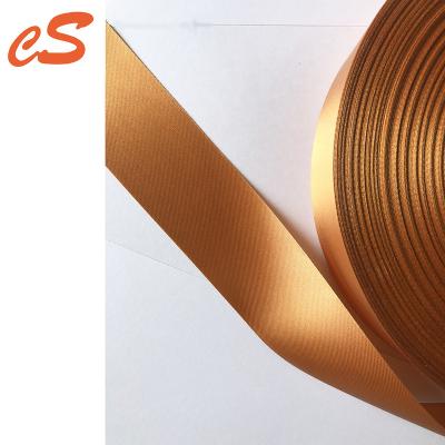 China Sustainable Wholesale Decorative 100% Polyester Gold Color Single / Double Faced Ribbon 3 Inch Satin Ribbon for sale