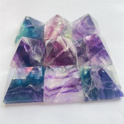 China DONGHAI Wholesale Natural Healing Pyramid 4cm Crystal Quartz Stone Rainbow Fluorite for Healing for sale