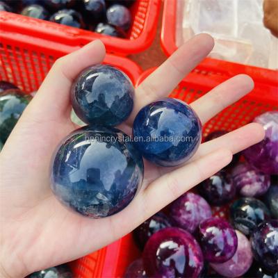 China China Natural Gemstone Crystal Balls Healing Crystals Blue Fluorite Sphere Rainbow Fluorite Crystal Ball for sale