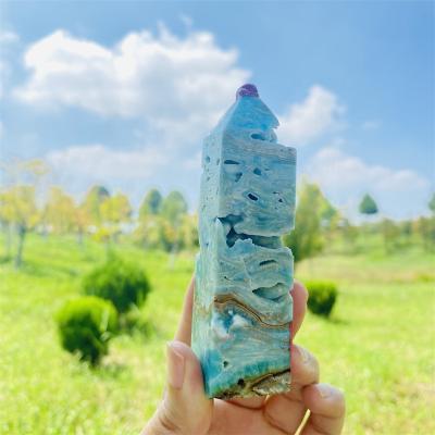 China DONGHAI Wholesale High Quality Natural Crystal Points Hemimorphite Tower for Home Decor Decoration for sale