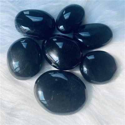 China Wholesale Natural Black Obsidian Palm Stone from DONGHAI Polished Crystal Palms for Chakra Meditation for sale