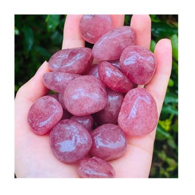 China China Wholesale Cheap Price Polished Natural Strawberry Quartz Crystal Tumbled Stone For Healing for sale