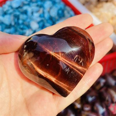 China DONGHAI Crystal Customized Gemstone Carving Natural Red Wholesale Tiger Eye Heart For Decoration for sale