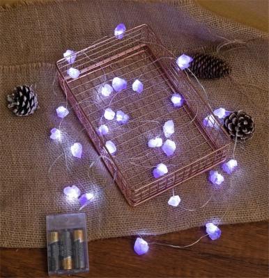 China DONGHAI New Design Natural Raw Crystal LED Hanging Light Amethyst Light for Christmas Crystal Crafts Decoration for sale