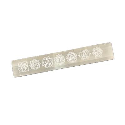 China DONGHAI Wholesale Crystal Symbol Healing Spiritual Carving Open Seven Chakra Selenite Natural Slabe Magic Wand for sale