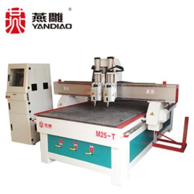 China Real Hotels Factory Sales YANDIAO 1325 3 Heads 7.5KW Axis ATC Pneumatic Woodworking CNC Router for sale