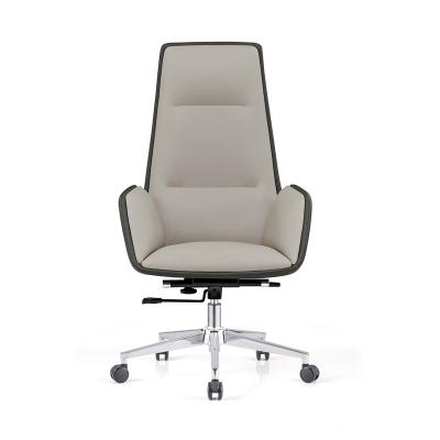 China Simple And Cheap High Back Office Boss PU Revolving Chair Chair With Chrome Base for sale