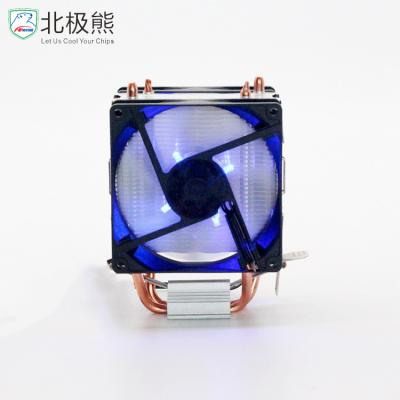 China Wholesale 2 cpu copper heat pipe radiator with dual led bule fans cpu cooler lga1151 for sale