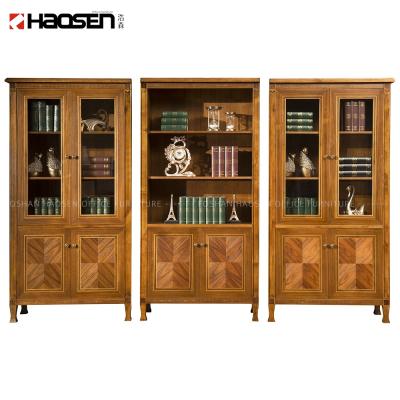 China High End Office 0820A Two Doors Glass Door Bookcase Storage Room Firmness Wooden Study Cabinet for sale