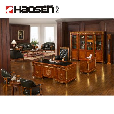 China Haosen Rafflo 0812 Luxury Best Selling Executive Office Large Black Dubai MDF CEO Desk for sale