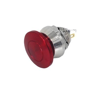 China Metal Mushroom Push Button Switch Short Screw Feet Or Solder Contacts Self-resetting Waterproof Momentary Switch FXB12CM-10 for sale