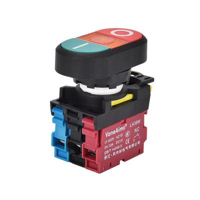 China Dual Mark Button Switch START AND END Symbol Button 12-24V 220v VaneAims 1NO1NC 10A Push Button Switch for sale