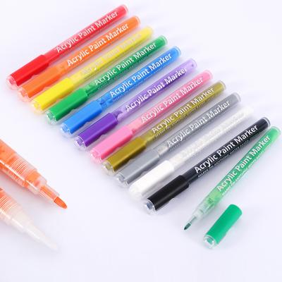 China Wood wholesales 18 colors acrylic paint marker pens with 64 colors for students for sale