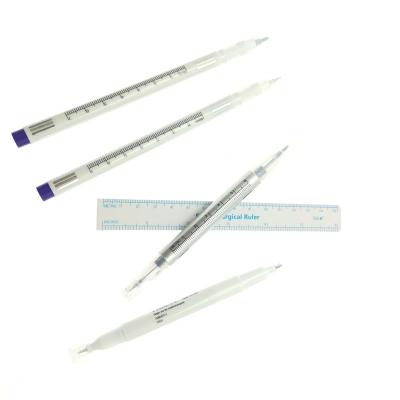 China New Style 0.4mm Single Head Waterproof White Tattoo Ink Sterile Permanent Marker Marker With Measuring Tapes for sale