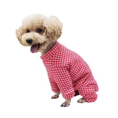 China Sustainable Dog Plaid Pattern Stomach Padded Jacket With Extended Legs for sale