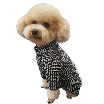 China Viable dog plaid black and white velvet four - foot coat bag belly dress for sale