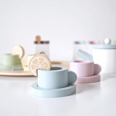 China Happy Afternoon Tea Toys Kids Toy Tea Cup Play Set Wooden Wooden Toy Cup Model For Children for sale