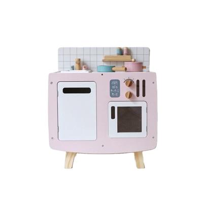 China Macarone Kids New Released Kitchen Toy Set Girls Lace Up Pretend Kids Kitchen Wooden Toys KIK002 for sale