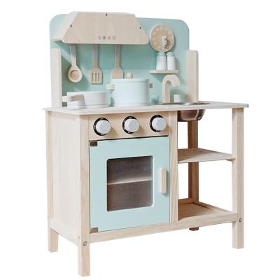 China Pretend Play Kitchen Toy Set All in Kids One To Pretend Cook Girls Big Wooden Play Sets Blue Wooden Kitchen Toy MIK004 for sale